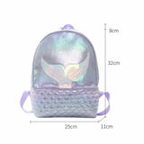 Glitter Mermaid Backpack Girl School Book Bag Rucksack PU Laser Travel