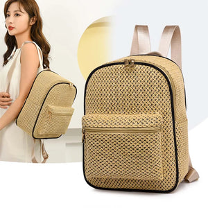 Ins Women Straw Rattan Woven Backpack Girls Summer Beach Lady Shoulder Schoolbag