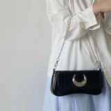 Women's Shoulder Bag Purses Moon Lock Underarm Retro Small Tote