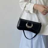 Women's Shoulder Bag Purses Moon Lock Underarm Retro Small Tote