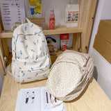 Nylon Casual Travel Backpack for Women - High Flower School Bag