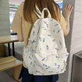 Nylon Casual Travel Backpack for Women - High Flower School Bag