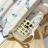 Nylon Casual Travel Backpack for Women - High Flower School Bag