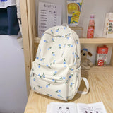 Nylon Casual Travel Backpack for Women - High Flower School Bag