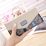 Pastoral Floral Rhombus Money Purse Wallet for Women