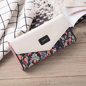 Pastoral Floral Rhombus Money Purse Wallet for Women