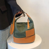 Patchwork Canvas Women Shoulder Bag Travel Outside Shopping Bag