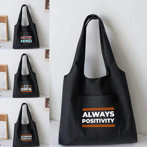 Phrase Printing Canvas Vest Bag Women Reusable Shopper Shopping Bags