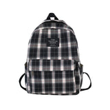 Plaid Canvas Women Backpack School Bags for Girls Travel Backbag