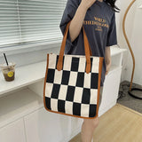 Plaid Canvas Women Shoulder Bag Travel Lady Bag Tote Canvas Messenger Bag