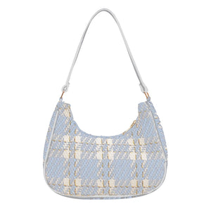 Plaid Canvas Women's Bag Crescent Shoulder Bag