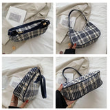 Plaid Canvas Women's Bag Crescent Shoulder Bag