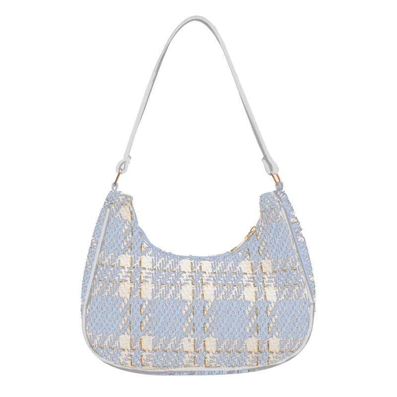 Plaid Canvas Women's Bag Crescent Shoulder Bag