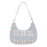 Plaid Canvas Women's Bag Crescent Shoulder Bag