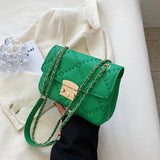 Plaid Shoulder Bag Crossbody Chain Handbag Lock