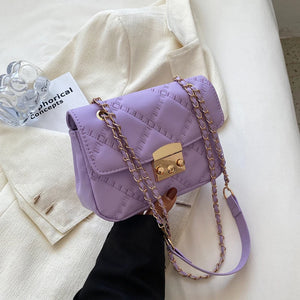 Plaid Shoulder Bag Crossbody Chain Handbag Lock