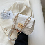 Plaid Shoulder Bag Crossbody Chain Handbag Lock