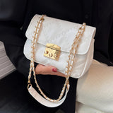 Plaid Shoulder Bag Crossbody Chain Handbag Lock