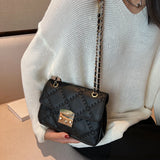 Plaid Shoulder Bag Crossbody Chain Handbag Lock