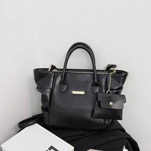 Pleated Tote with Handle High Capacity Shoulder Bag for Women