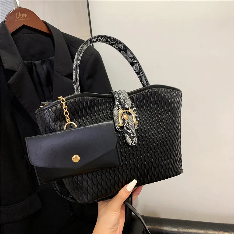 Pleated Tote High Capacity Shoulder Bag for Women