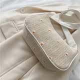 Summer Straw Woven Bag Women's Western Style Lace Flower Woven Bag