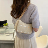 Summer Straw Woven Bag Women's Western Style Lace Flower Woven Bag