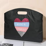 Portable Document Bag Love Print Office Worker Notebooks Organize