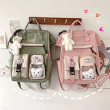 Preppy Purple Backpack Women Waterproof High School Bags