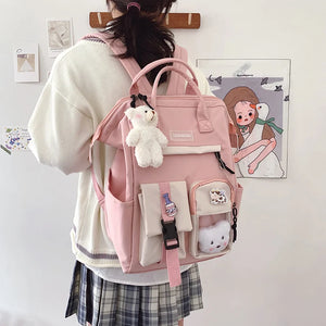 Preppy Purple Backpack Women Waterproof Candy Colors Backpacks