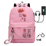Tokyo Ghoul Bag USB Charging School Bag Ladies Travel Laptop Backpack