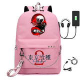 Tokyo Ghoul Bag USB Charging School Bag Ladies Travel Laptop Backpack