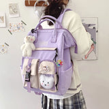 Purple Waterproof Backpack Women Candy Colors Fancy High School Bags Teenage Gir
