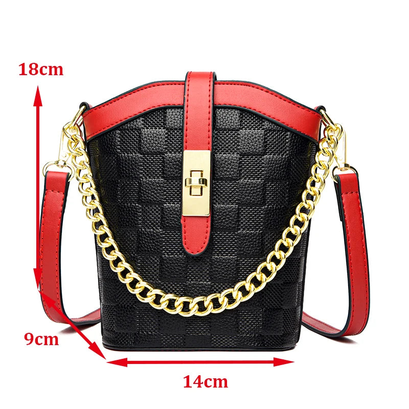 Leather Shoulder Crossbody Bag for Women Small Ladies Bucket Bag