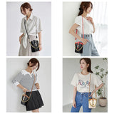 Leather Shoulder Crossbody Bag for Women Small Ladies Bucket Bag