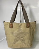 Star Canvas Shoulder Bags Casual Large Size Travel Bags