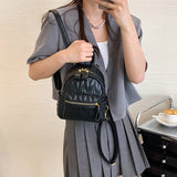 Quilted Mini Women Backpack Small Travel Bagpack Teenager Girls Bags