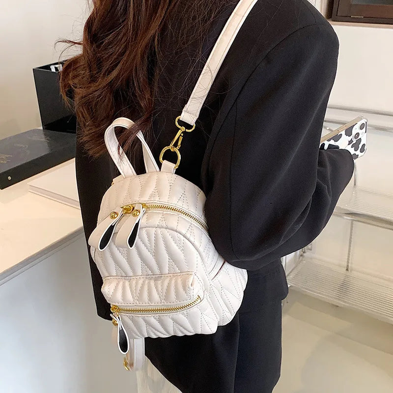 Quilted Mini Women Backpack Small Travel Bagpack Teenager Girls Bags