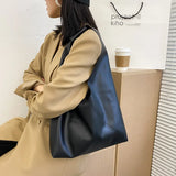 French Style Leather Shoulder Bag Large Capacity Tote Bag