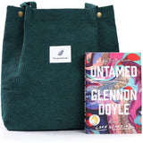Retro Canvas Corduroy Tote Bag for Women Large-Capacity Shopper Shoulder Bag