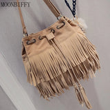 Faux Suede Fringe Women Messenger Bag Tassel Shoulder Handbag