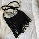 Retro Style Women Cross Body Bag Shoulder Bag Tassel Zipper Large Messenger Bag