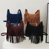 Retro Style Women Cross Body Bag Shoulder Bag Tassel Zipper Large Messenger Bag