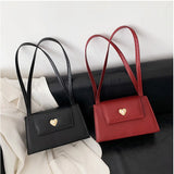 Vintage PU Leather Square Shoulder Bag Red Wine