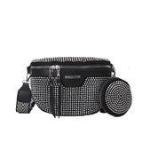 Sequin Rhinestone Shoulder Bag Crossbody Chest Waist Strap Women's Bling Purse