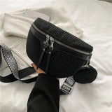 Sequin Rhinestone Shoulder Bag Crossbody Chest Waist Strap Women's Bling Purse