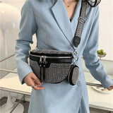 Sequin Rhinestone Shoulder Bag Crossbody Chest Waist Strap Women's Bling Purse