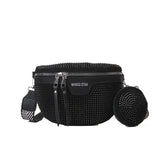 Sequin Rhinestone Shoulder Bag Crossbody Chest Waist Strap Women's Bling Purse