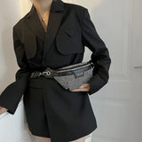 Rhinestones Waist Bag Women Waist Belt Bags Shoulder Crossbody Chest Bag
