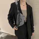 Rhinestones Waist Bag Women Waist Belt Bags Shoulder Crossbody Chest Bag